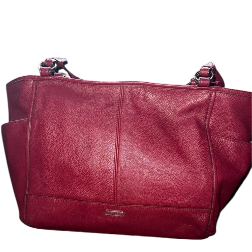 Coach Red Leather Tote Bag EUC